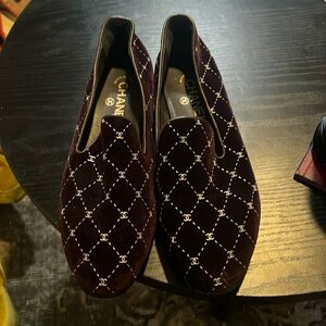 Chanel velvet loafers